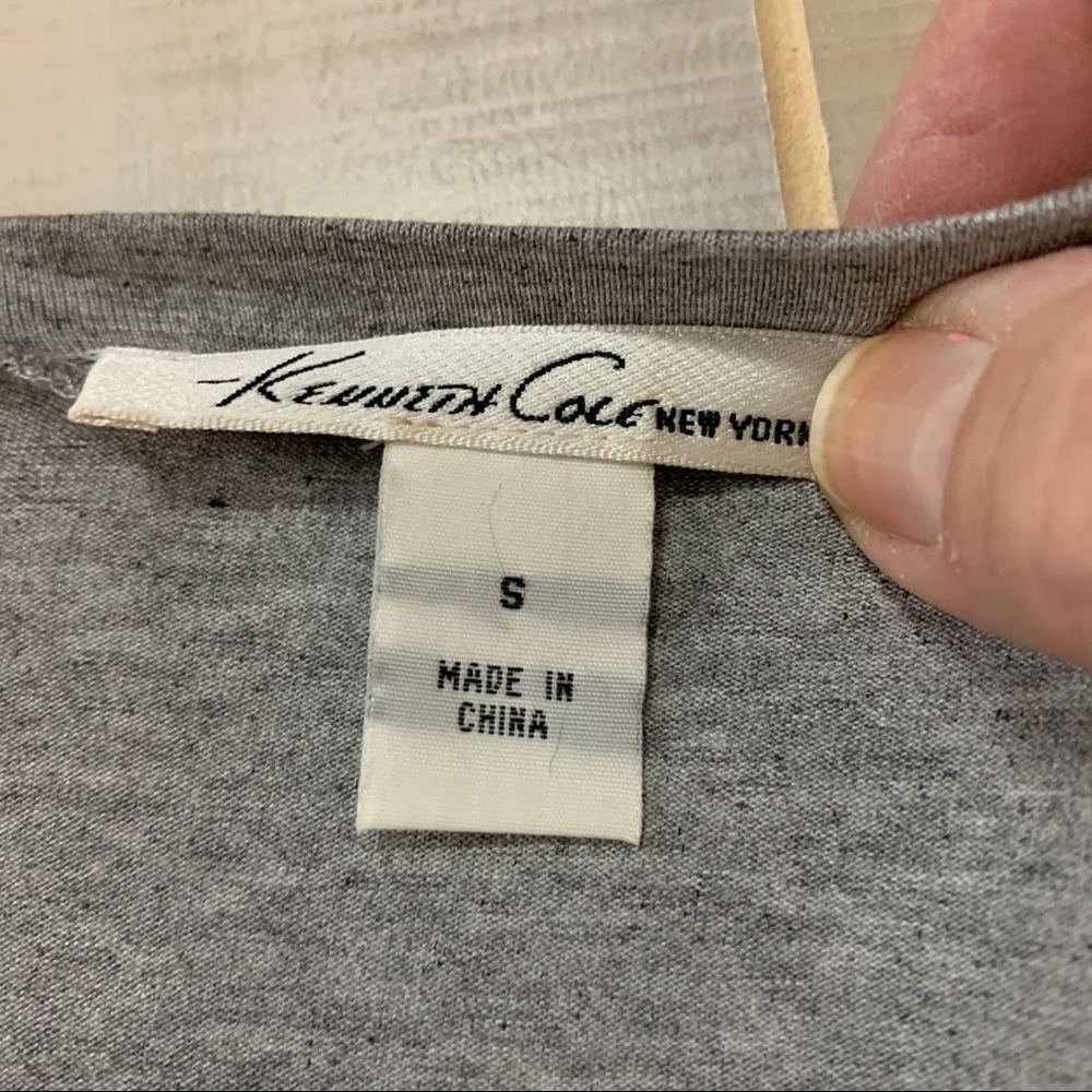 Kenneth Cole Grey Top Sequins Studs Ruched Arms S - Picture 3 of 8